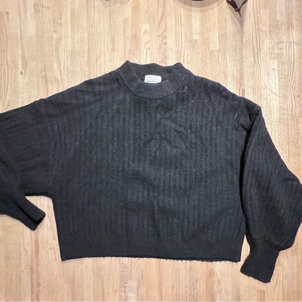 & Other Stories Black Cropped Sweater Small Wool & Alpaca